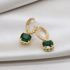 Jewelry Exquisite Copper Set Zircon Square Green Pendant Ring Earring Necklace Elegant Women Prom Party Accessories