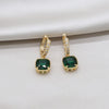 Jewelry Exquisite Copper Set Zircon Square Green Pendant Ring Earring Necklace Elegant Women Prom Party Accessories