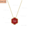 Jewelry  SWA 1:1 Charm Simple Red Flower Clover Pendant Necklace Year Gift Gift for Girlfriend
