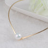 Jewelry Simple V Design Torques Choker Necklace for Women Girl Big Pearl Wedding Necklace