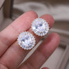Jewelry in Korea 14K Gold plated  Copper Zircon Oval Earrings Simple Women's Daily Work Accessories