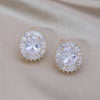 Jewelry in Korea 14K Gold plated  Copper Zircon Oval Earrings Simple Women's Daily Work Accessories