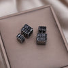 Jewelry in Korea Black Zircon Earrings at Front and Back  Women's Daily Work Accessories