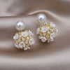Jewelry in Korea Flower Pearl Wearing Earrings Before and After Elegant Women's Daily Work Accessories
