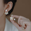 Jewelry in Korea Flower Pearl Wearing Earrings Before and After Elegant Women's Daily Work Accessories
