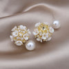 Jewelry in Korea Flower Pearl Wearing Earrings Before and After Elegant Women's Daily Work Accessories