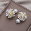 Jewelry in Korea Flower Pearl Wearing Earrings Before and After Elegant Women's Daily Work Accessories