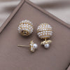 Jewelry in Korea Zircon Pearl Wearing Earrings Before and After Elegant Women's Daily Work Accessories