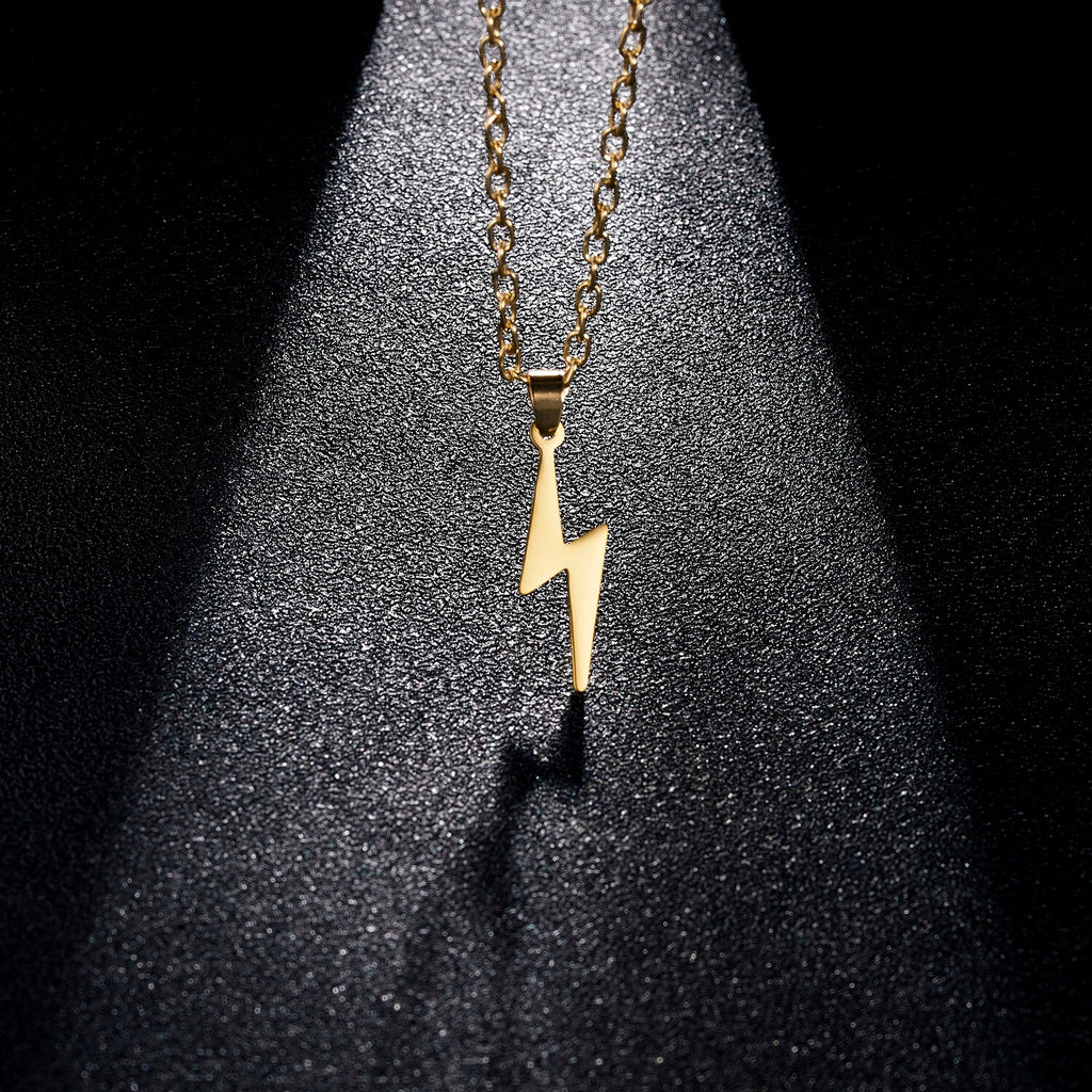 Lightning Shape Gold Silver Color Pendant Necklace for Women Girl Jewelry Stainless Steel Statement Choker Necklace
