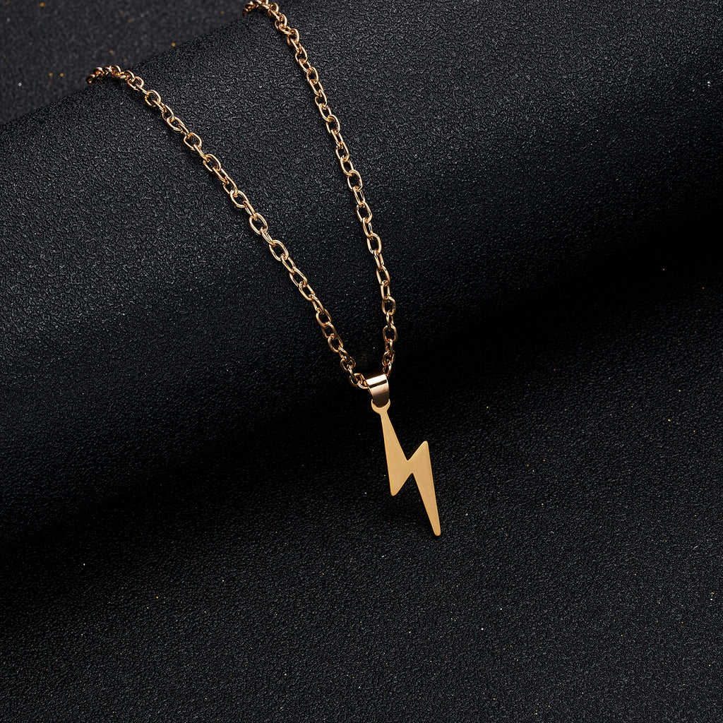 Lightning Shape Gold Silver Color Pendant Necklace for Women Girl Jewelry Stainless Steel Statement Choker Necklace