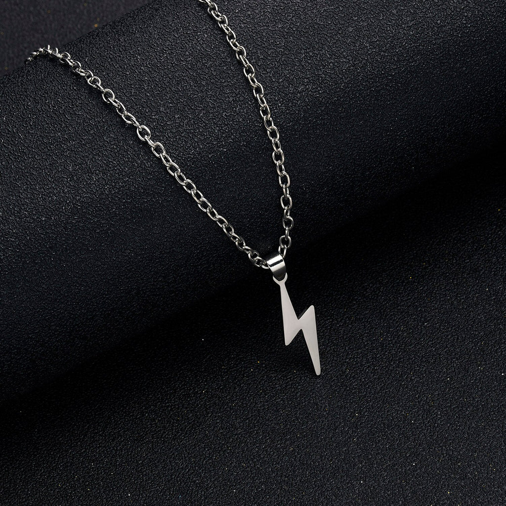 Lightning Shape Gold Silver Color Pendant Necklace for Women Girl Jewelry Stainless Steel Statement Choker Necklace