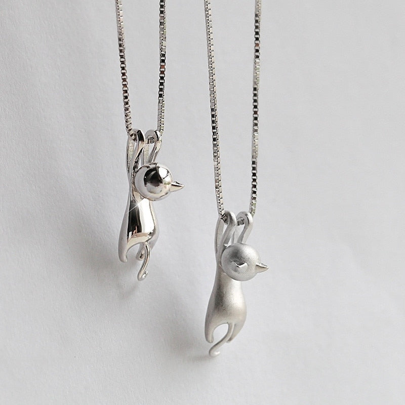 Lovely Silver Plated Cat Necklace Tiny Cute Pendants Odd Fancy Jewelry Charm Pendant Necklaces