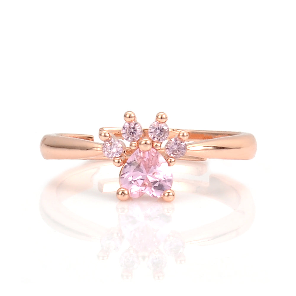 New Fashion Luxury High Quality Rose Gold Color Plated Unique design Cubic Zirconia Footpad Ring Engagement Jewelry for Women