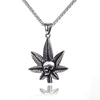 Maple Leaf Necklace Titanium Steel Hemp Leaf Skull Pendant Glittery Charm Chain Gift Hip Hop Jewelry Accessories