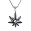 Maple Leaf Necklace Titanium Steel Hemp Leaf Skull Pendant Glittery Charm Chain Gift Hip Hop Jewelry Accessories