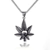 Maple Leaf Necklace Titanium Steel Hemp Leaf Skull Pendant Glittery Charm Chain Gift Hip Hop Jewelry Accessories