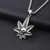 Maple Leaf Necklace Titanium Steel Hemp Leaf Skull Pendant Glittery Charm Chain Gift Hip Hop Jewelry Accessories