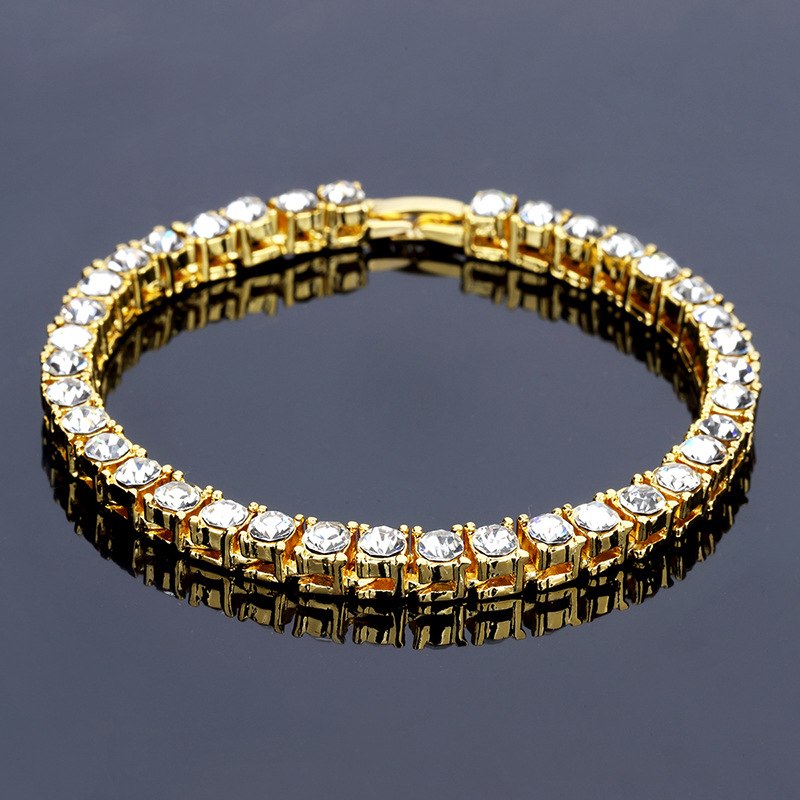 New Fashion Men Tennis Bracelet Crystal Design Punk Hop Gold Silver Color Single Row Me Chain Bracelet Jewelry For Men