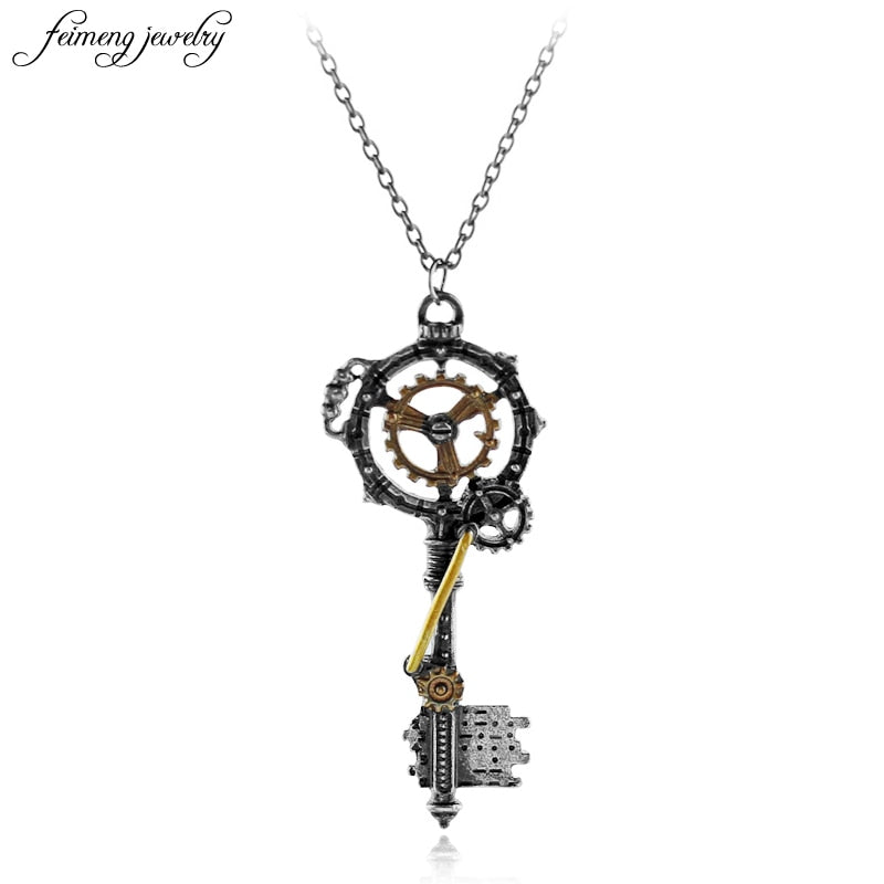 Men's Gear Key Vintage Metal Necklace Jewelry Retro Women's / Men's Pendant Necklace Steampunk Necklace
