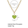 Mixed Color Enamel Heart Pendant Link Chain Choker Necklace For Women Men Rainbow Couple Necklace