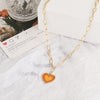 Mixed Color Enamel Heart Pendant Link Chain Choker Necklace For Women Men Rainbow Couple Necklace