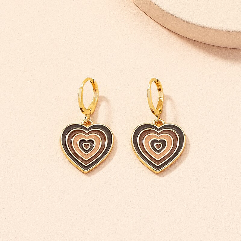 Mixed Color Enamel Heart Pendant Link Chain Choker Necklace For Women Men Rainbow Couple Necklace