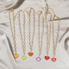 Mixed Color Enamel Heart Pendant Link Chain Choker Necklace For Women Men Rainbow Couple Necklace