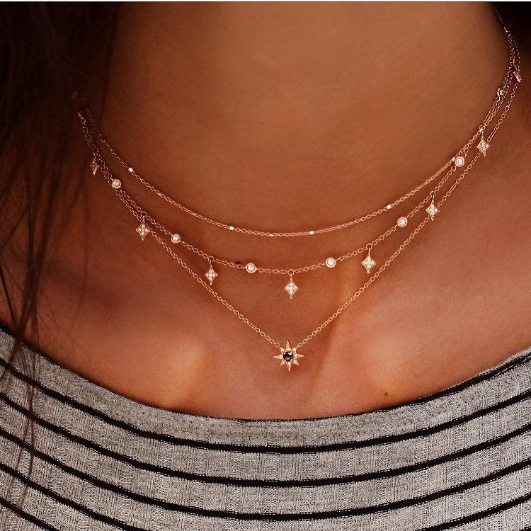 Multi-layer Star Pendant Necklace Pendant Multilayer Clavicle Necklace Women Gold Statement Necklace