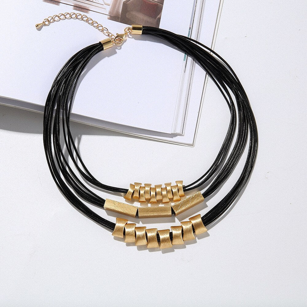 Multilaye Copper Pipe Short Necklace for Women Lady Jewrlry Accessories