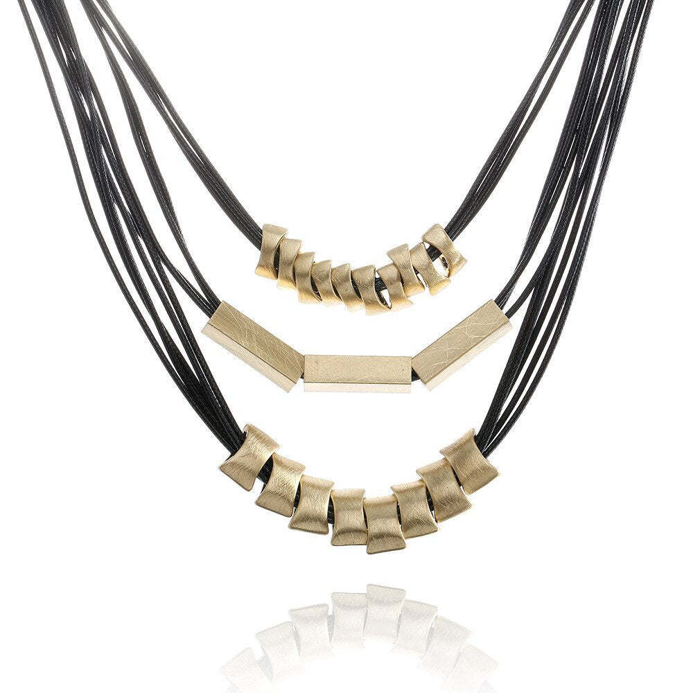 Multilaye Copper Pipe Short Necklace for Women Lady Jewrlry Accessories