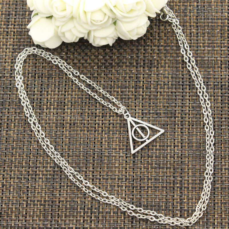 Necklace Hallows Deathly 22x21mm Silver Color Pendants Short Long Women Men Colar Gift Jewelry Choker