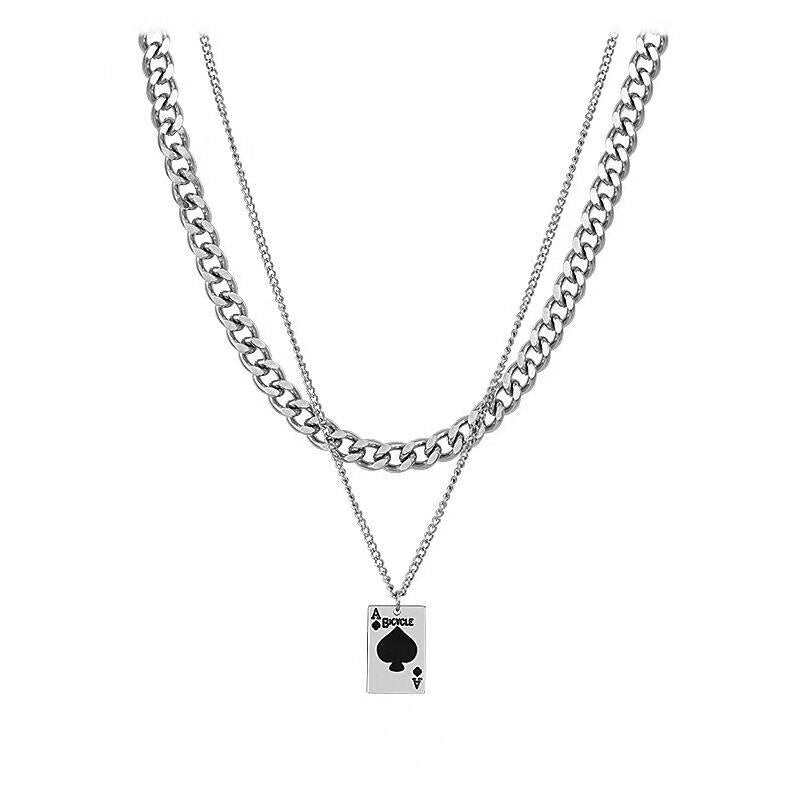 Necklace Personalized Titanium Playing Card Pendant Men's and Women's Spade A Hip Hop Accessories are Popular