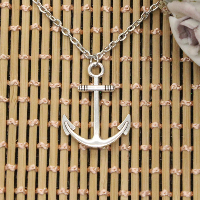 New Fashion Necklace anchor sea 31*25mm Silver Pendants Short Long Women Men Colar Gift Jewelry Choker