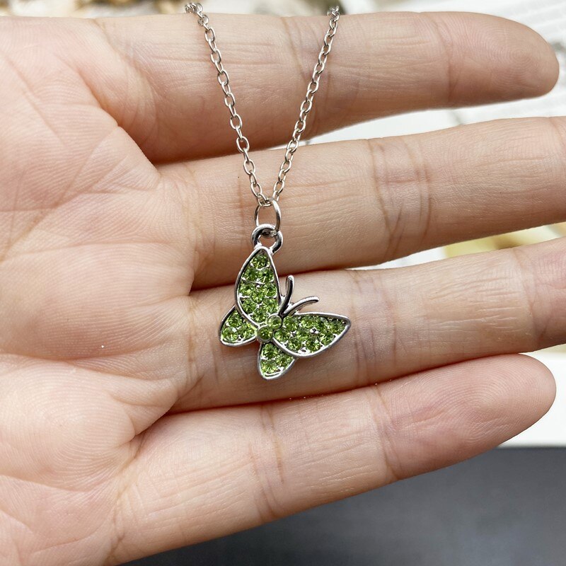 Necklace for Women Colorful Rhinestone  Butterfly Gift Necklace Golden Silver Color Short Choker Jewelry