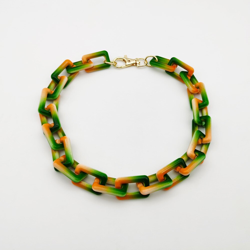 Necklaces Colorful Plastic Thick Chain Statement Choker Collar Necklace Hip Hop Night Club Jewelry For Women