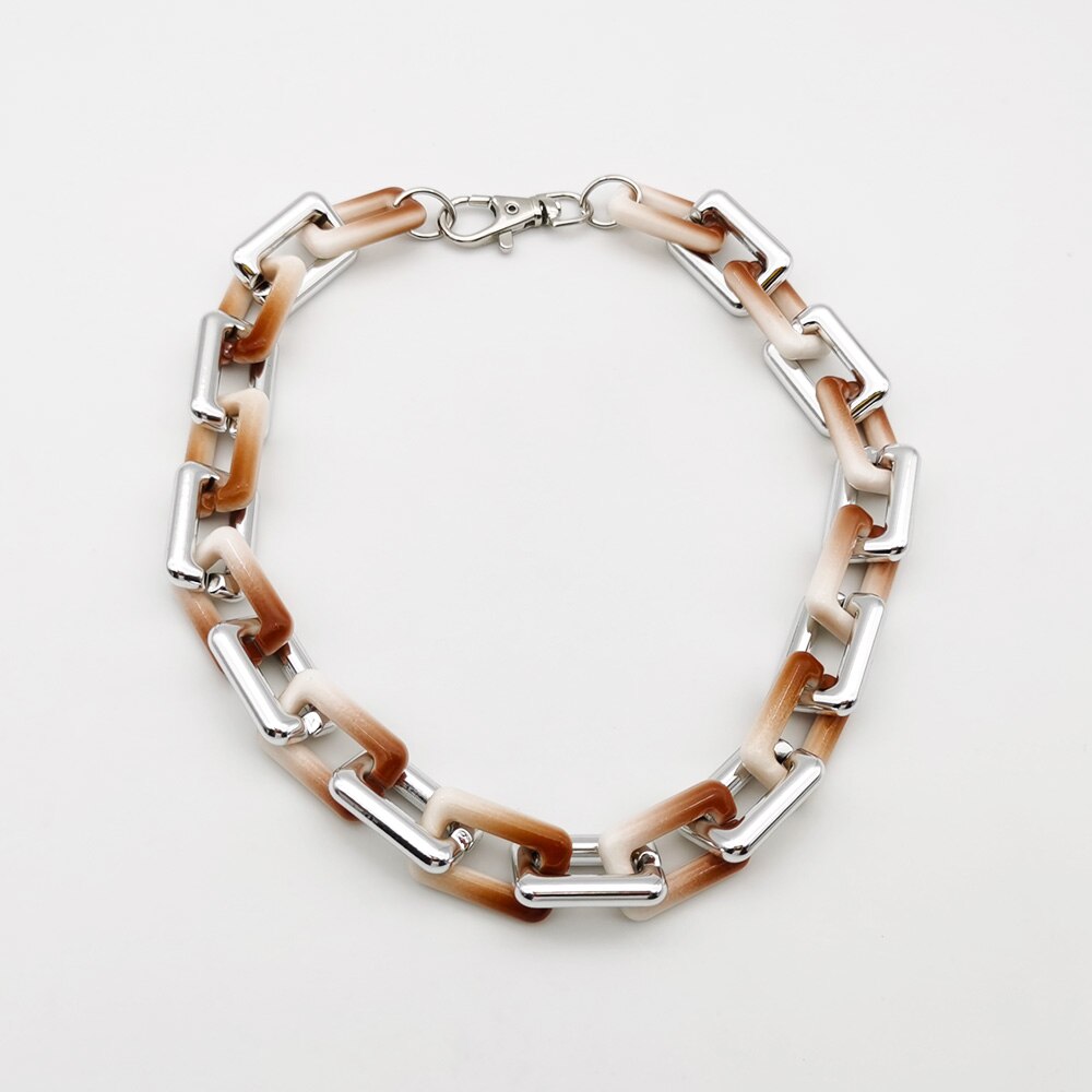 Necklaces Colorful Plastic Thick Chain Statement Choker Collar Necklace Hip Hop Night Club Jewelry For Women