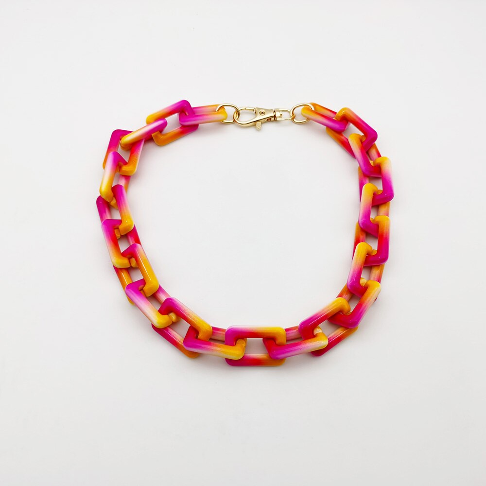 Necklaces Colorful Plastic Thick Chain Statement Choker Collar Necklace Hip Hop Night Club Jewelry For Women