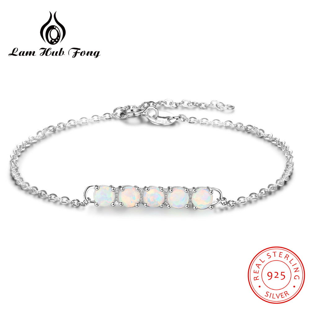 New Fashion Opal White Genuine 925 Sterling Silver Bracelet Charm Bracelet For Women Girl Wedding Bridal Jewelry Gift