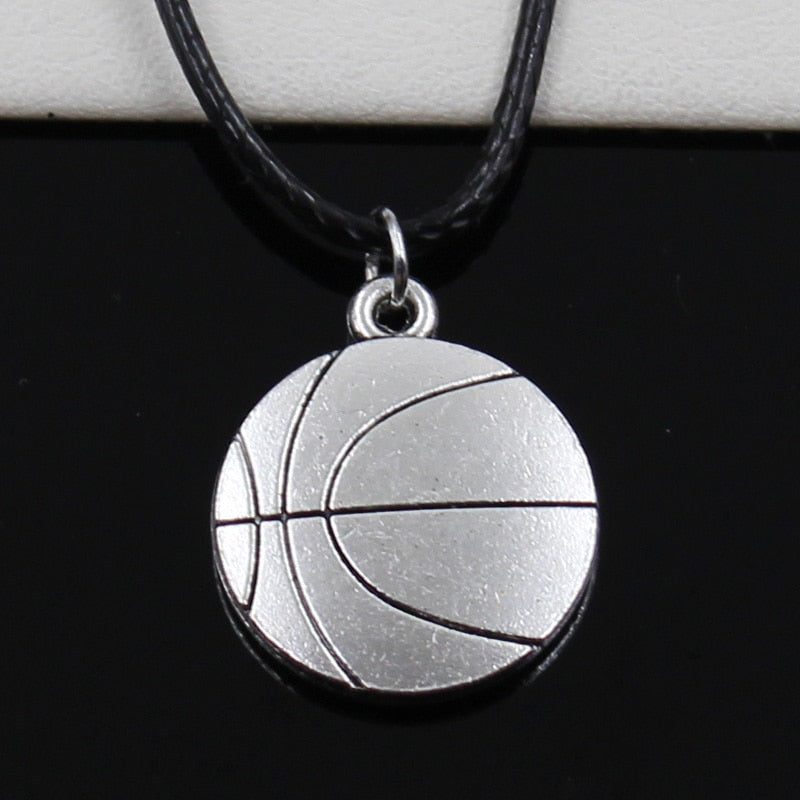 Pendant Double Sided Basketball Necklace Choker Black Leather Cord Factory Price Handmade Jewelry