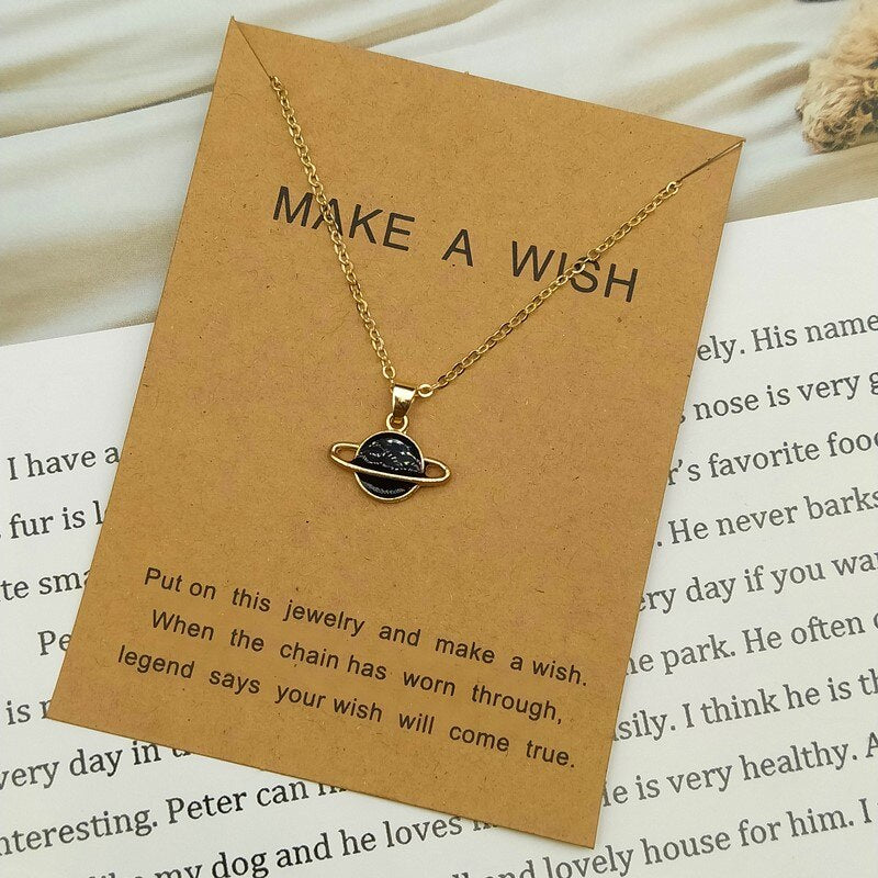 Pendant Necklace Colorful Statement Gift Choker Necklace for Women Starry Sky Collar Jewelry