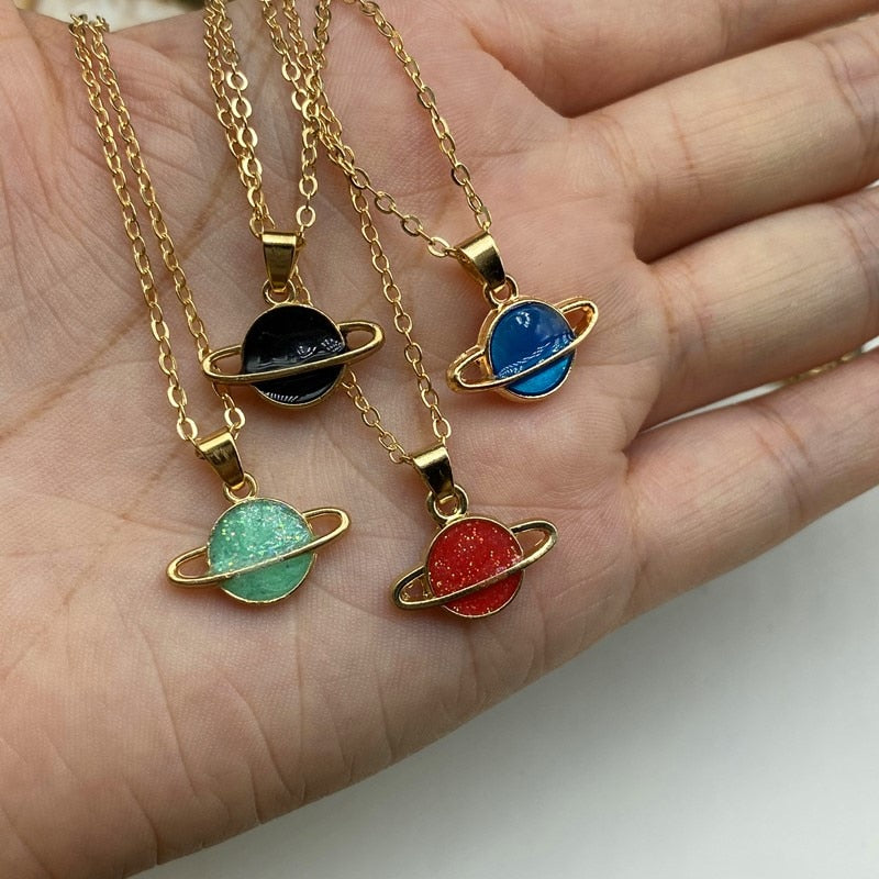 Pendant Necklace Colorful Statement Gift Choker Necklace for Women Starry Sky Collar Jewelry