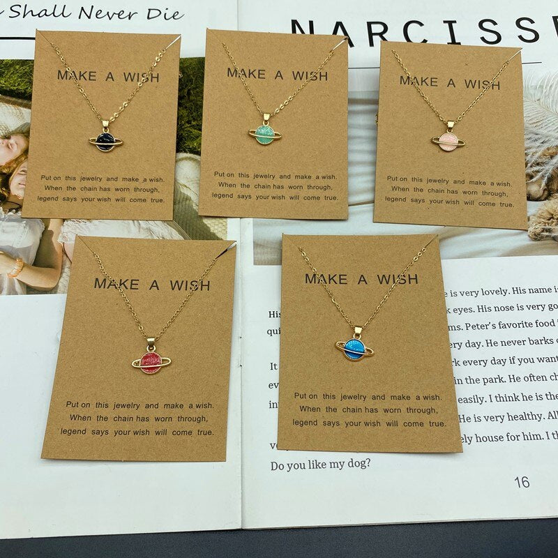 Pendant Necklace Colorful Statement Gift Choker Necklace for Women Starry Sky Collar Jewelry