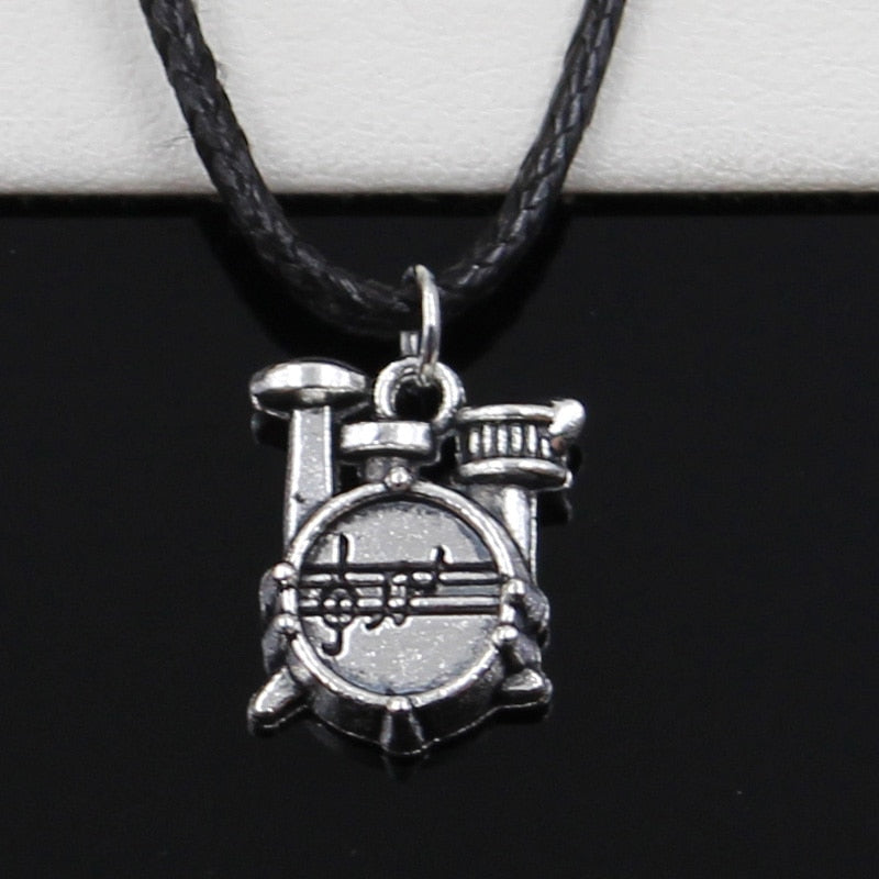 Pendant Stopwatch Watch Drum Set Necklace Choker Black Leather Cord Factory Price Handmade Jewelry