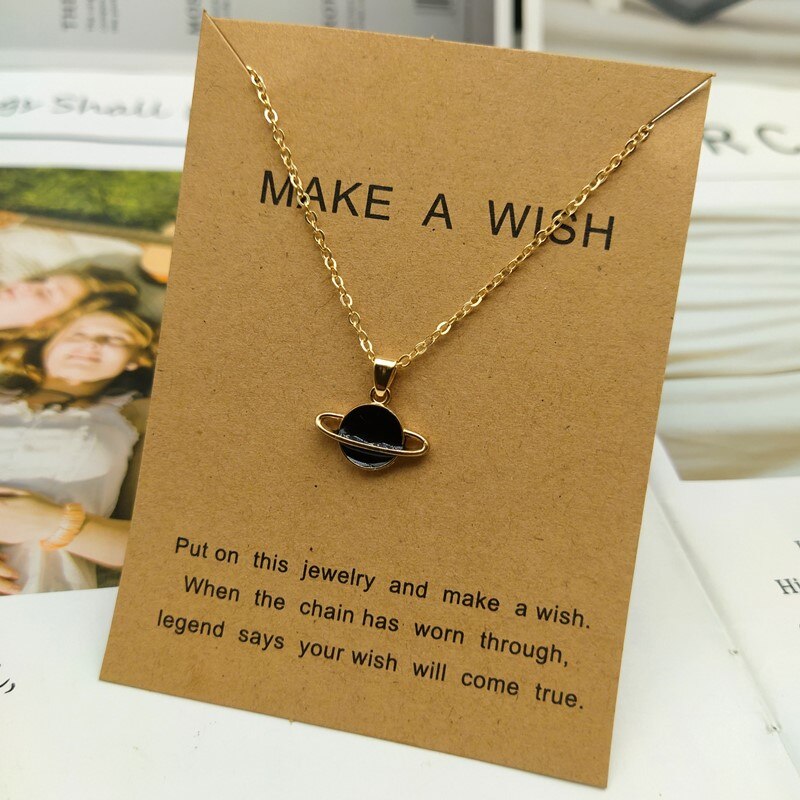 Plannet Necklace Small Starry Sky Pendant Necklace for Women Gift Blue Black Red Color Trendy Collar Choker Jewelry