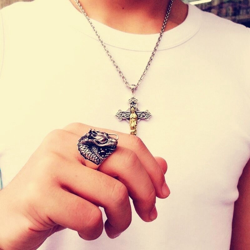 Punk Faucet Ring for Men Hip Hop Exaggerated Party Motorcycle Club Finger Jewelry Accessories  Ring