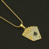 Punk Pendant Necklace Personality Poker Spades Pattern Inlaid Zircon Mens Jewelry Trend Creative Accessories