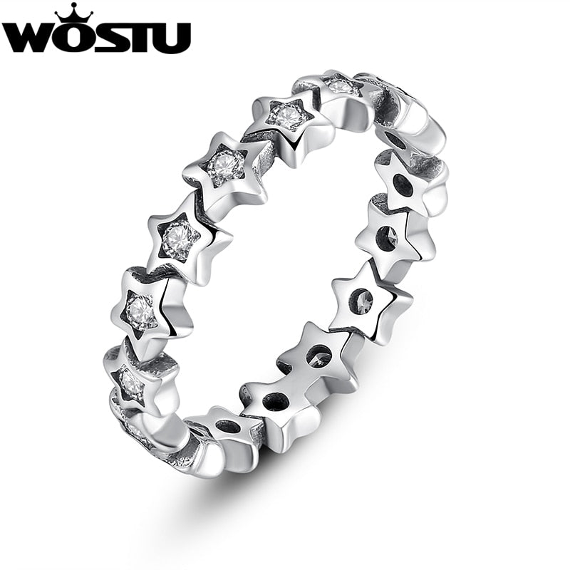 New Fashion Pure 925 Sterling Silver Starshine Star Engagement Rings For Women Female Luxury Original Fine Jewelry Gift XCH7161
