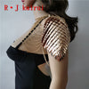 RJFS20 Mermaid Gold Fish Scales Shoulder Chains Layers Scale Chainmail Gold Dragon Scale Shoulder Jewelry 2 Colors