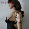 RJFS20 Mermaid Gold Fish Scales Shoulder Chains Layers Scale Chainmail Gold Dragon Scale Shoulder Jewelry 2 Colors