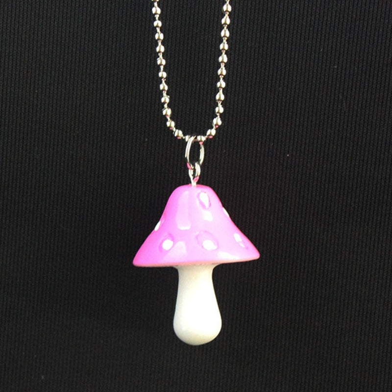 Resin Cartoon Imitation Mushroom Pendant Necklace For Child Colorful Simple Cute Charm Necklaces Jewelry Gift